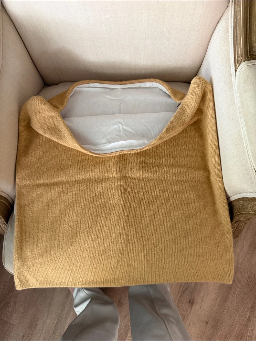 Banana Republic 100% Cashmere 20x20 Soft Mustard Knit Throw Pillow Cover